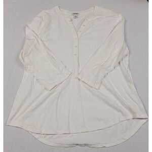 Old Navy OLX LS Henley Sea Salt White 3/4 Sleeve Shirt Women's XXL